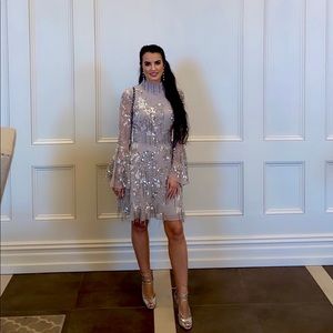 High neck embellished dress